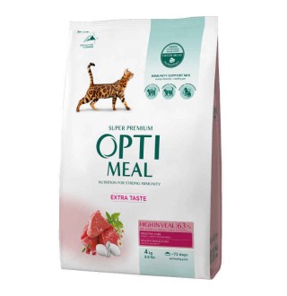 OptiMeal Extra Taste Cat Veal - сухий корм з високим вмістом телятини для котів, 4кг
