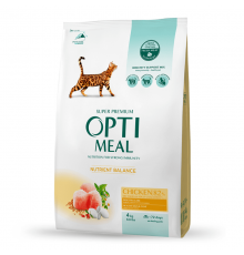 OptiMeal Nutrient Balance Cat Chicken - сухий корм із куркою для дорослих котів, 4кг