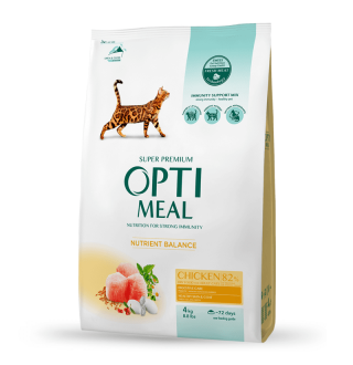 OptiMeal Nutrient Balance Cat Chicken - сухий корм із куркою для дорослих котів, 4кг