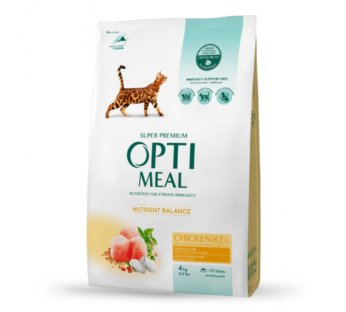 OptiMeal Nutrient Balance Cat Chicken - сухий корм із куркою для дорослих котів, 4кг