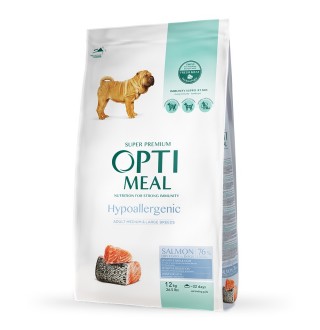 OptiMeal Adult Medium&Large Breed Hypoallergenic Salmon - гіпоалергенний сухий корм з лососем для дорослих собак середніх та великих порід, 12кг