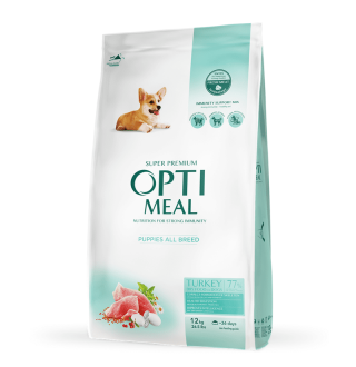 OptiMeal Puppies All Breeds Turkey – сухий корм з індичкою для цуценят різних порід, 12кг