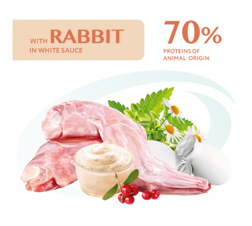 OptiMeal Adult Cats Rabbit in White sauce – консервований корм із кроликом у білому соусі для дорослих котів, 85г