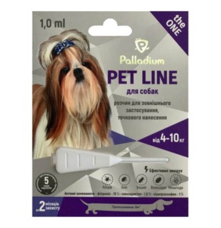 Palladium Pet Line The One Dog - Палладіум протипаразитарні крапли на холку від бліх, кліщів та гельмінтів для собак, 4-10кг
