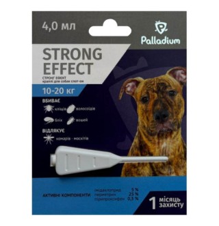 Palladium Strong Effect Dog - Палладіум протипаразитарні крапли на холку від бліх, кліщів та комарів для собак, 10-20кг