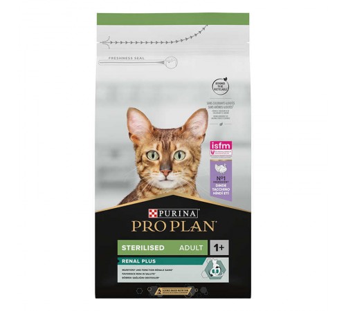 Purina Pro Plan Sterilised Adult Renal Plus - сухий корм з індичкою для стерилізованих котів, 1,5кг