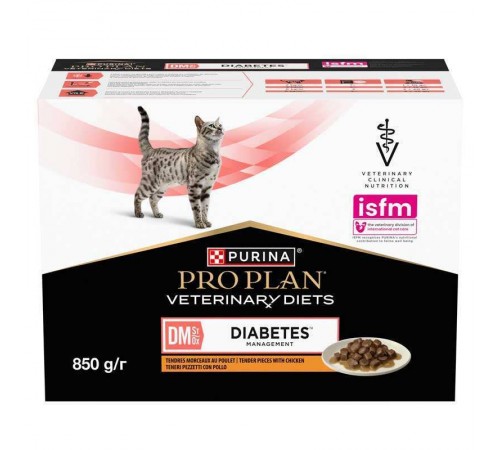 Purina Pro Plan Veterinary Diets DM ST/OX Diabetes Managment - консервований корм із куркою для дорослих котів, які хворіють на цукровий діабет, 850г