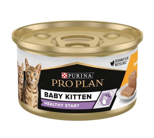 Purina Pro Plan Baby Kitten Healthy Start Chiken - консервований корм-мус з куркою для кошенят після відлучення від матері, 85г