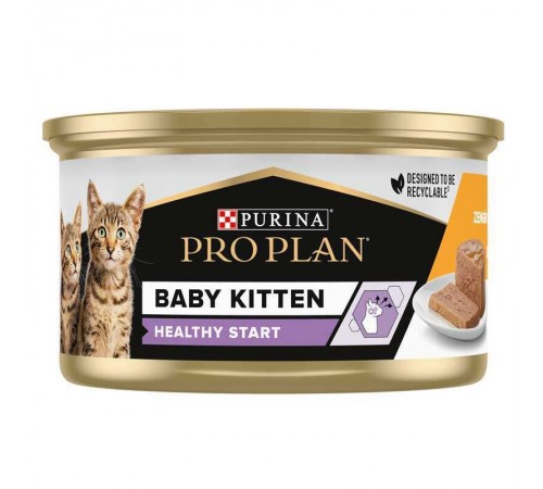 Purina Pro Plan Baby Kitten Healthy Start Chiken - консервований корм-мус з куркою для кошенят після відлучення від матері, 85г