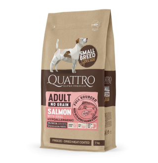 Quattro Adult Small Breed No Grain Salmon - беззерновий корм для дорослих собак дрібних порід з лососем та крилем 7 кг