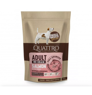 Quattro Adult Small Breed No Grain Salmon - беззерновий корм для дорослих собак дрібних порід з лососем та крилем 150 г