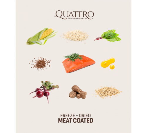 Quattro Adult All Breed Salmon - корм для дорослих собак всіх порід з лососем 12 кг