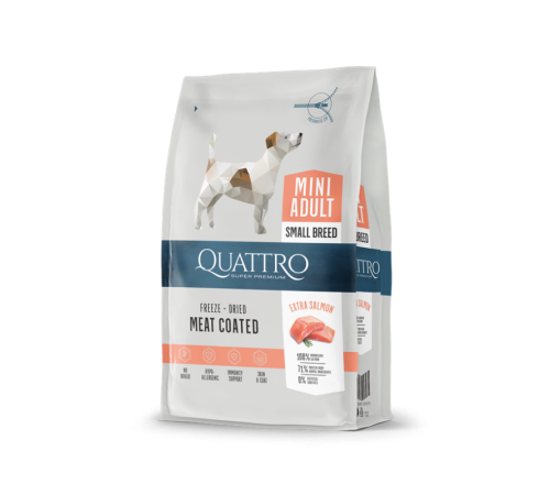 Quattro Adult Mini Salmon - корм для дорослих собак дрібних порід з лососем 7 кг