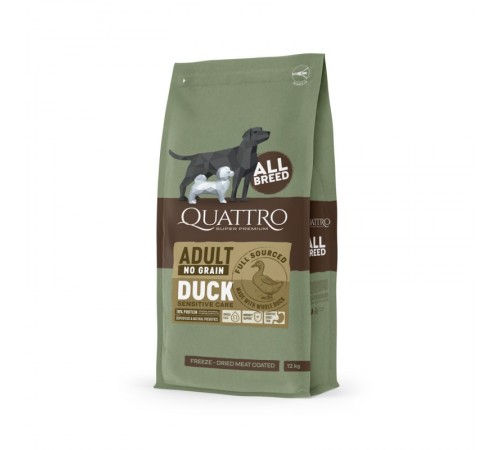 Quattro Adult All Breed No Grain Duck - беззерновий корм для дорослих собак усіх порід з качкою 150 г
