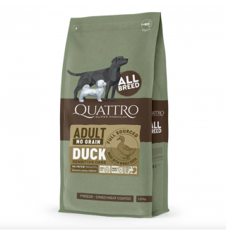 Quattro Adult All Breed No Grain Duck - беззерновий корм для дорослих собак усіх порід з качкою 1,5 кг