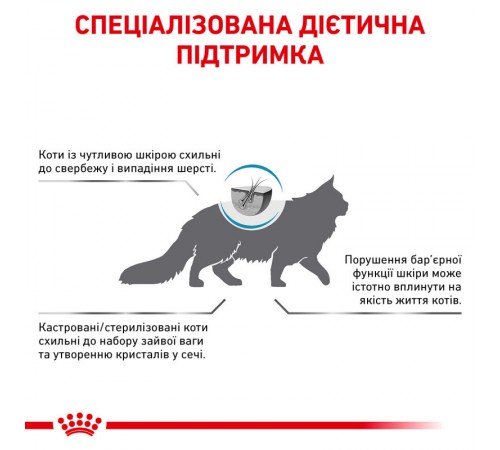 Royal Canin Skin&Coat Cat - ветеринарна дієта для котів після стерилизації при дерматозі та випадінні шерсті 3,5 кг