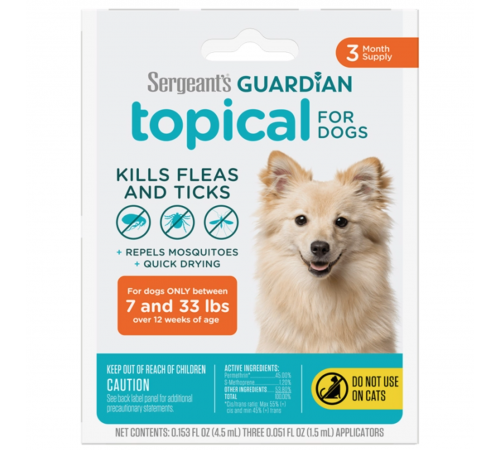 Sergeant’s Guardian Dogs - протипаразитарні краплі Гардіан від бліх, кліщів і комарів для собак вагою 3,2-15кг, 1 піпетка
