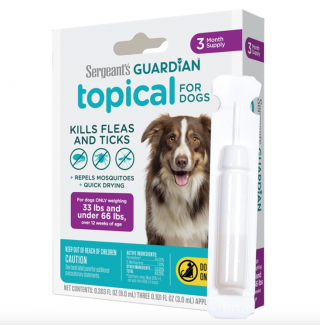 Sergeant’s Guardian Dogs - протипаразитарні краплі Гардіан від бліх, кліщів і комарів для собак вагою 15-30кг, 1 піпетка