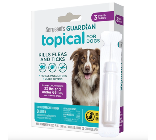 Sergeant’s Guardian Dogs - протипаразитарні краплі Гардіан від бліх, кліщів і комарів для собак вагою 15-30кг, 1 піпетка
