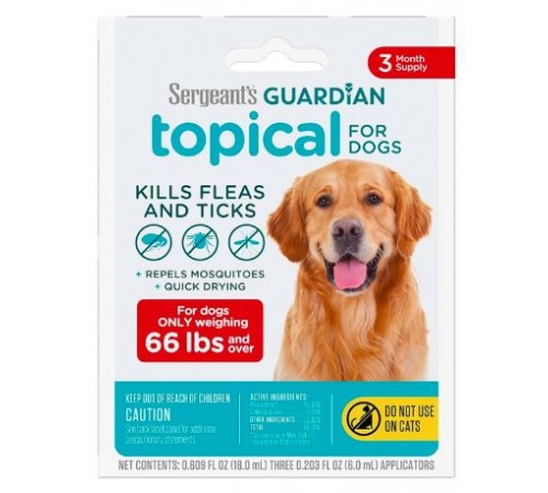 Sergeant’s Guardian Dogs - протипаразитарні краплі Гардіан від бліх, кліщів і комарів для собак вагою більше 30кг, 1 піпетка