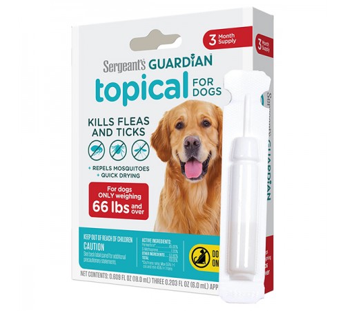 Sergeant’s Guardian Dogs - протипаразитарні краплі Гардіан від бліх, кліщів і комарів для собак вагою більше 30кг, 1 піпетка