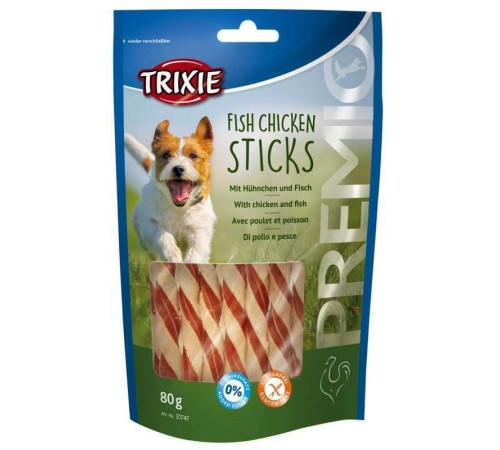 Trixie Premio Fish Chicken Sticks - ласощі кручені палички з куркою і рибою для собак, 80г