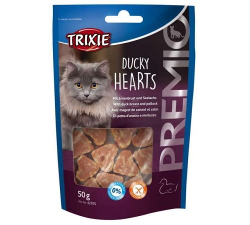 Trixie Premio Heartss - ласощі з качкою і мінтаєм для котів, 50г