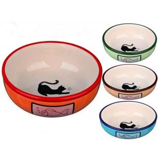 TRIXIE Миска для котів(кераміка)0.35л/o12.5см,разнокольор.с рис. TX-24658