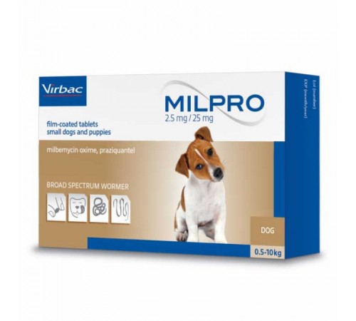 Virbac Milpro - таблетки Мільпро, протипаразитарний препарат для собак і цуценят, до 5 кг