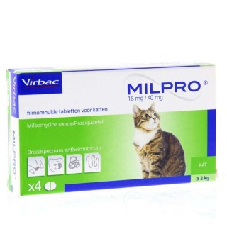 Virbac Milpro - таблетки Мільпро протипаразитарний препарат для дорослих котів, 2-8 кг