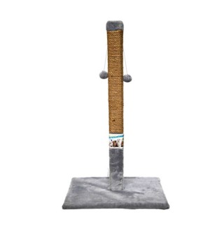 Пухнастики кігтеточка для котів великий стовпчик на підставці, джут сіра 80х45см