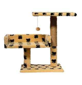 Пухнастики кігтеточка для котів з диваном і полицею, джут бежева з лапками 30х38х50см