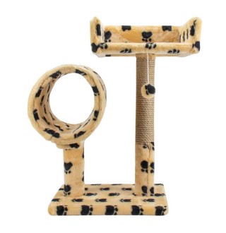 Пухнастики кігтеточка для котів з диваном і тунелем, джут бежева з лапками 56х38см