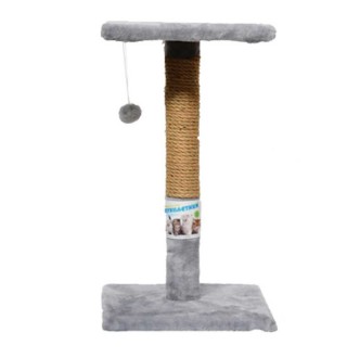 Пухнастики кігтеточка для котів стовпчик з полицею, джут сіра 30х30х50см