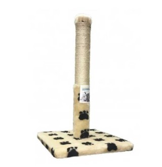 Пухнастики кігтеточка для котів стовпчик на підставці, джут бежева з лапками 30х50см