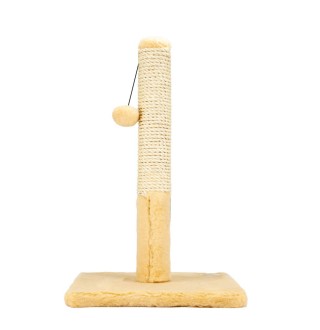 Пухнастики кігтеточка для котів стовпчик на підставці, сизаль бежева 30х55см