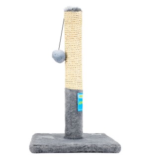 Пухнастики кігтеточка для котів стовпчик на підставці, сизаль сіра 30х55см