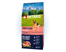 Ontario Adult Large Beef & Turkey 12 кг Сухий корм для дорослих собак великих порід з яловичиною та рисом