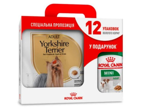 Royal Canin Yorkshire Terrier Adult - сухий корм для собак породи йоркширський тер'єр віком з 10 місяців, 3кг і 12 паучів у подарунок