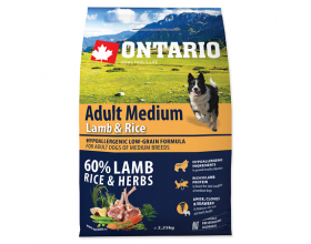 Ontario Adult Medium Lamb & Rice 2,25кг Сухий корм для дорослих собак середніх порід з ягням та рисом