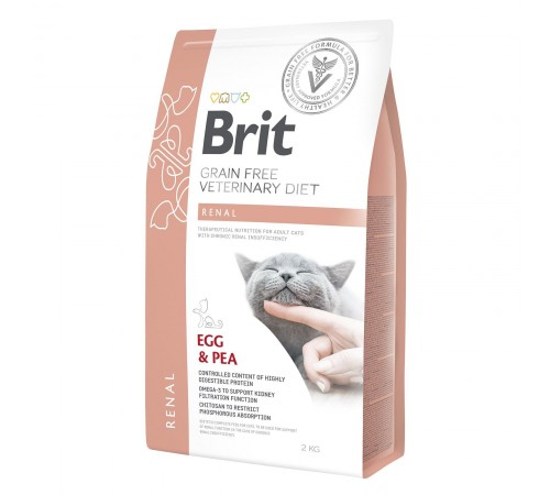 Сухий корм для котів, при захворюваннях нирок Brit GF Veterinary Diet Renal 2 кг - яйце