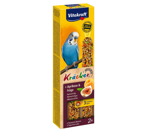 Ласощі для хвилястих папуг Vitakraft «Kracker Original + Apricot & Fig» 60 г / 2 шт. (абрикос та рис)