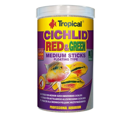 Сухий корм для акваріумних риб Tropical в паличках «Cichlid Red & Green Medium Sticks» 1 л (для всіх цихлід)