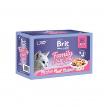 Набір вологого корму для котів Brit Premium Delicate Fillets in Jelly Family Plate 12 шт x 85 г - асорті