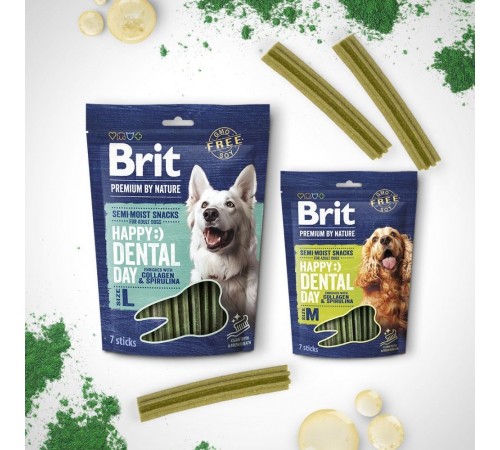 Ласощі для cобак Brit Premium Dental Snacks M 180 г - колаген та спірулін