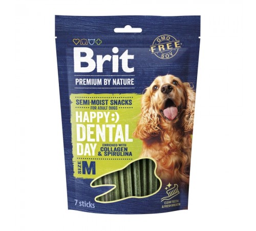 Ласощі для cобак Brit Premium Dental Snacks M 180 г - колаген та спірулін
