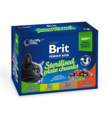 Набір вологого корму для котів Brit Premium Sterilised pouch 12 шт / 100 г - асорті