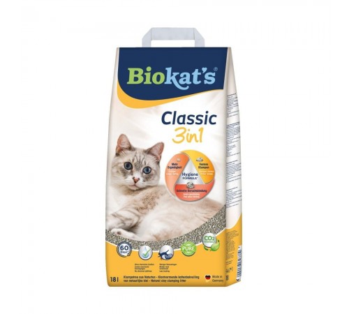 Наповнювач для котячого туалету Biokat's Classic 3in1 18 л - бентонітовий
