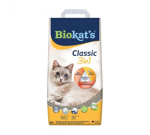 Наповнювач для котячого туалету Biokat's Classic 3in1 18 л - бентонітовий