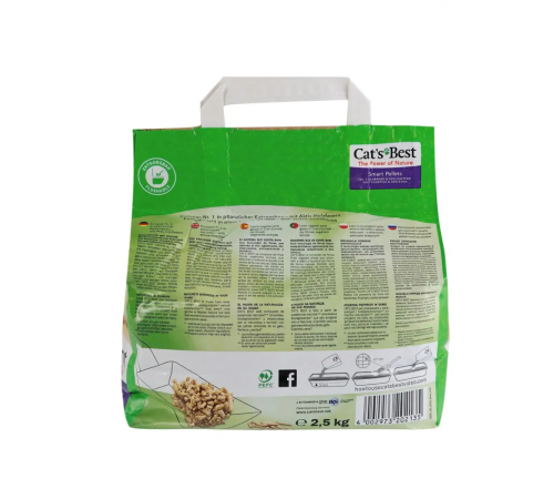 Наповнювач для котячого туалету Cat's Best ‎Smart Pellets 2,5 кг - деревинний